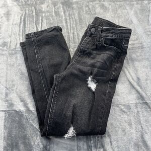 Evsie Black Distressed Adjustable Waist Jeans Kids Size 10 Straight